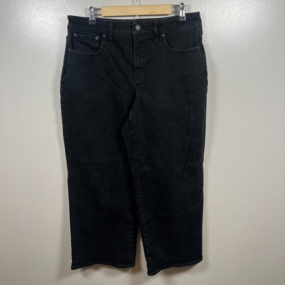 Madewell Curvy Wide Leg Perfect Vintage Jeans Size 32 Petite Black High Rise - Picture 1 of 12